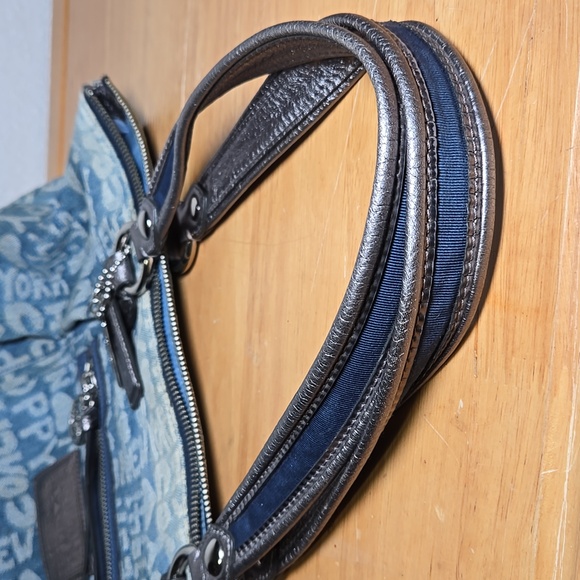 COACH Poppy Wordblock Glam Denim Tote - Picture 9 of 15